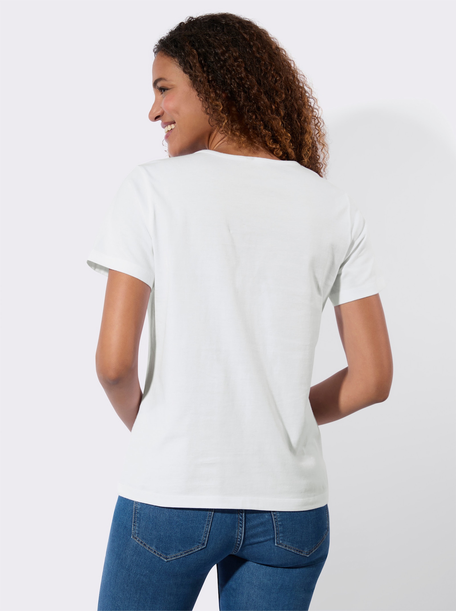 Shirt met sierkant - wit