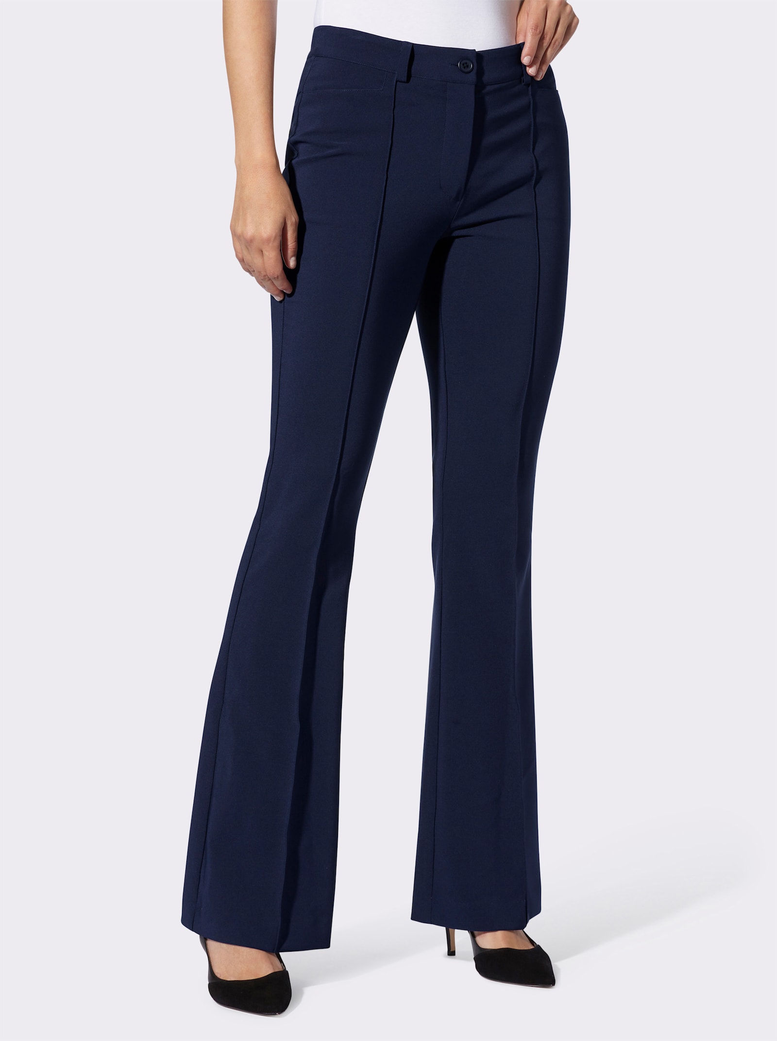 heine Stretchbroek met biezen - marine