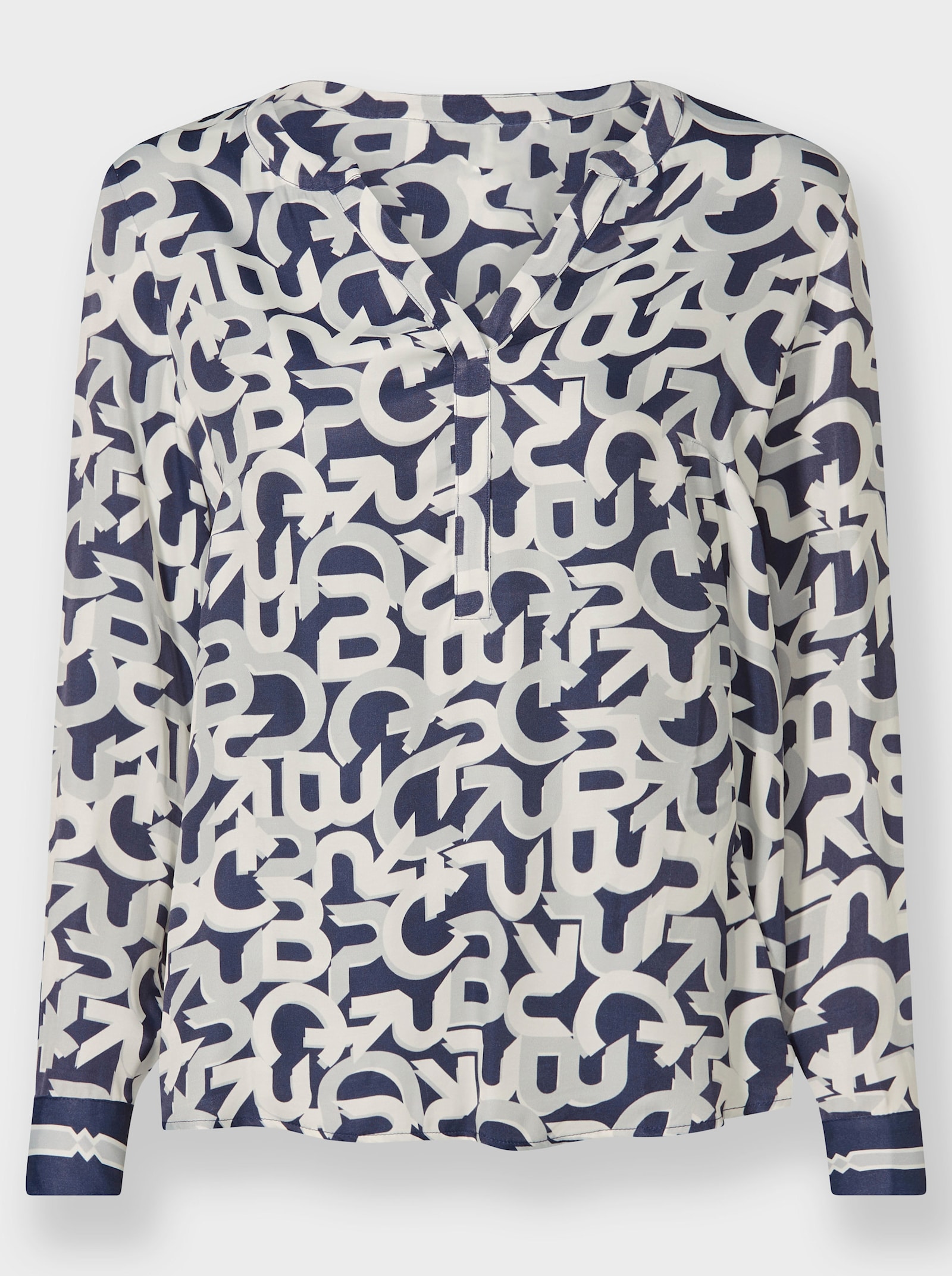 heine Schlupfbluse mit Buchstaben-Print - marine-ecru-bedruckt