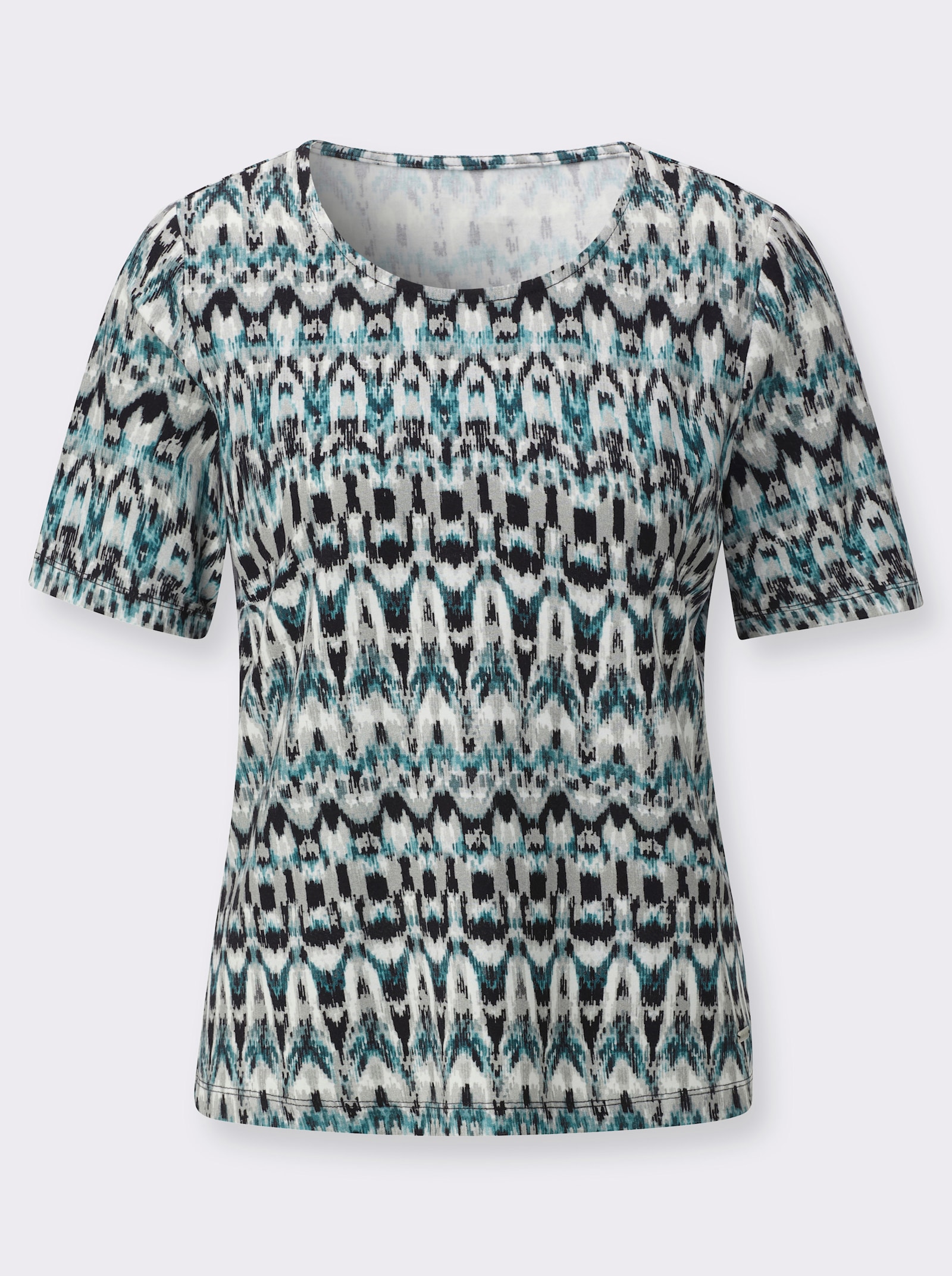 Kurzarmshirt im Viskose-Elasthan-Mix - mint-salbei-bedruckt