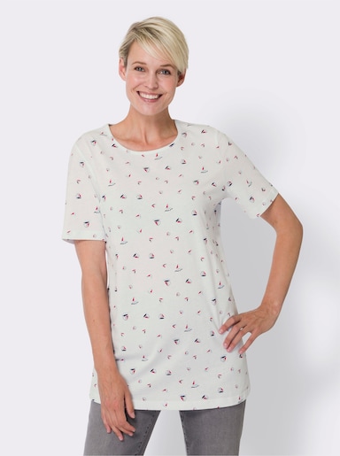 Lang shirt - wit/rood geprint