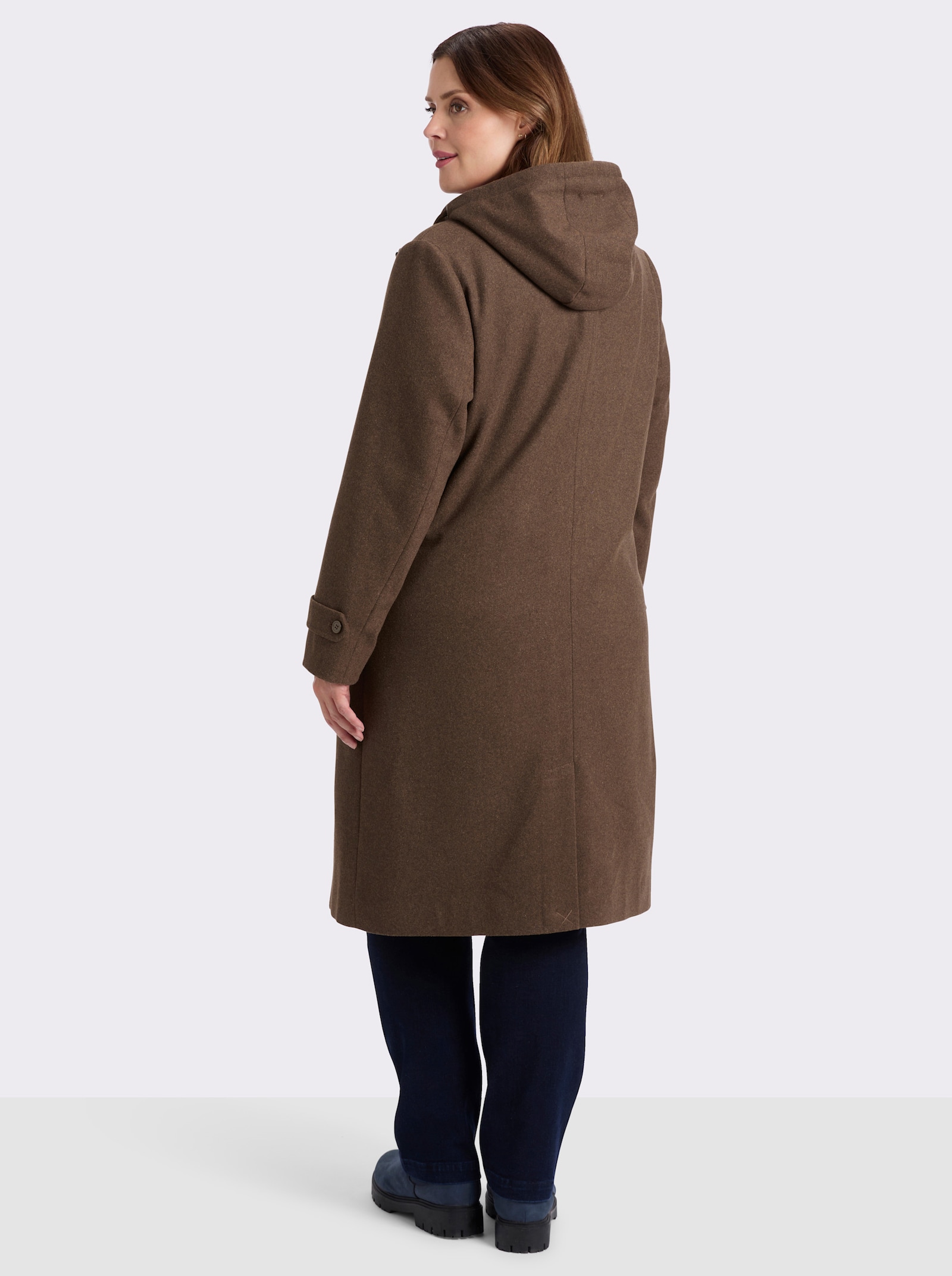 sheego Dufflecoat mit Knebel- und Reißverschluss - schoko