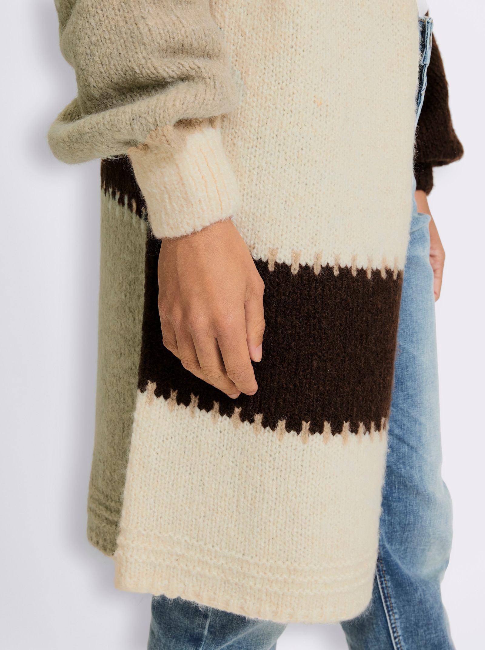 heine Cardigan - champagner-sesam-gestreift