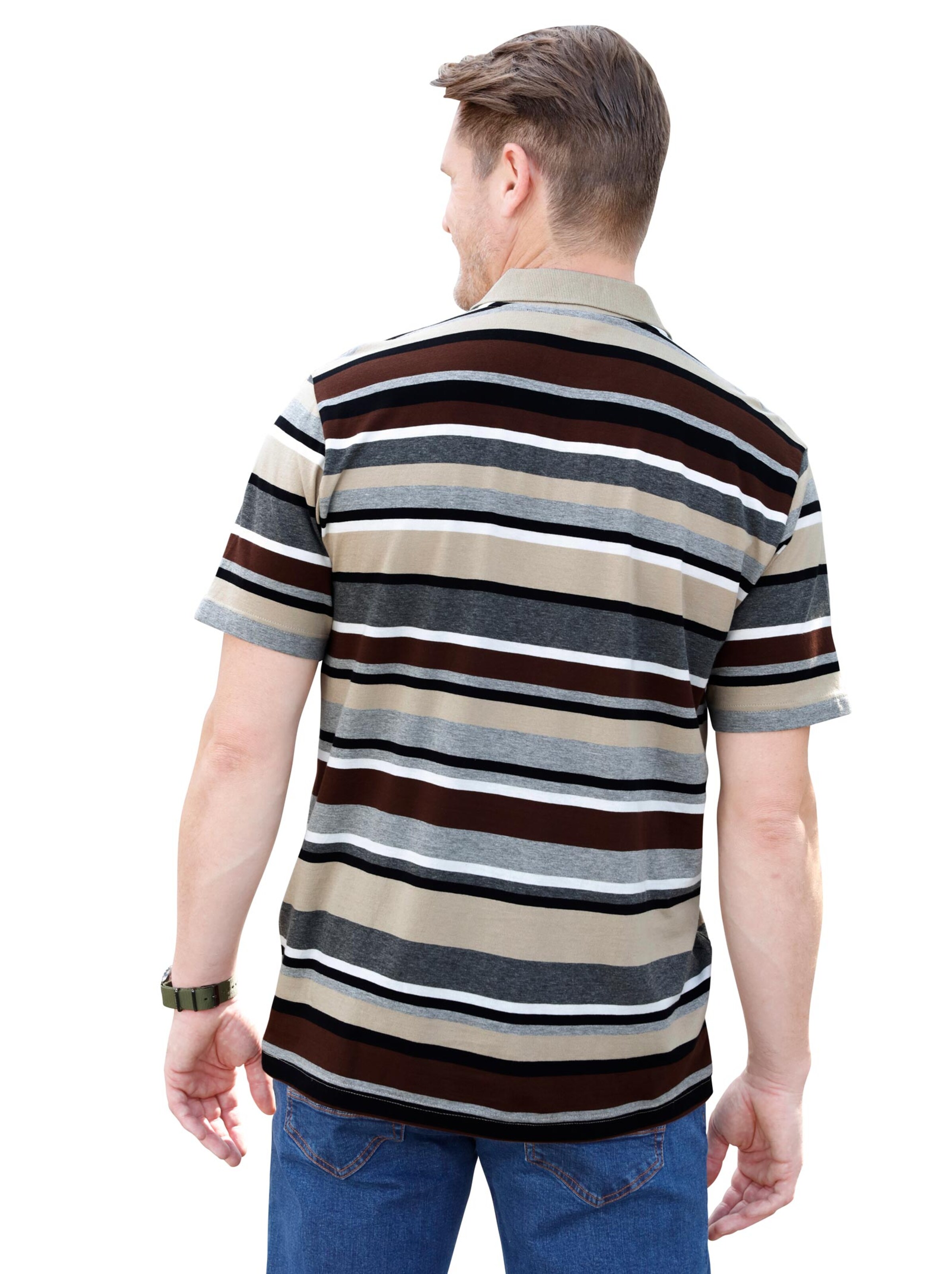 Poloshirt - beige-schoko-gestreift