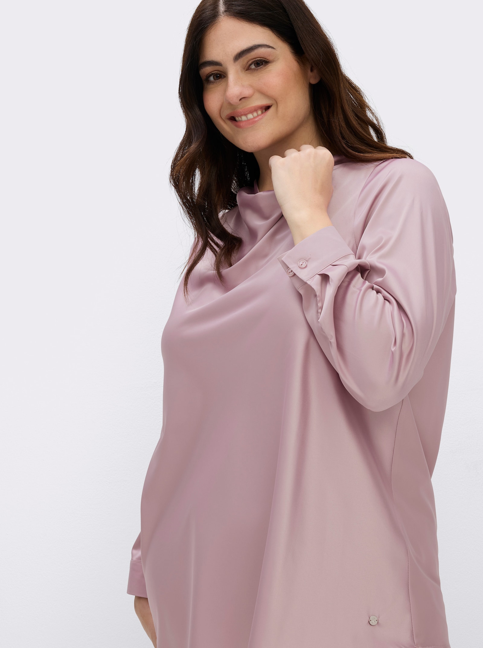 sheego Tunika mit Wasserfall-Ausschnitt - mauve