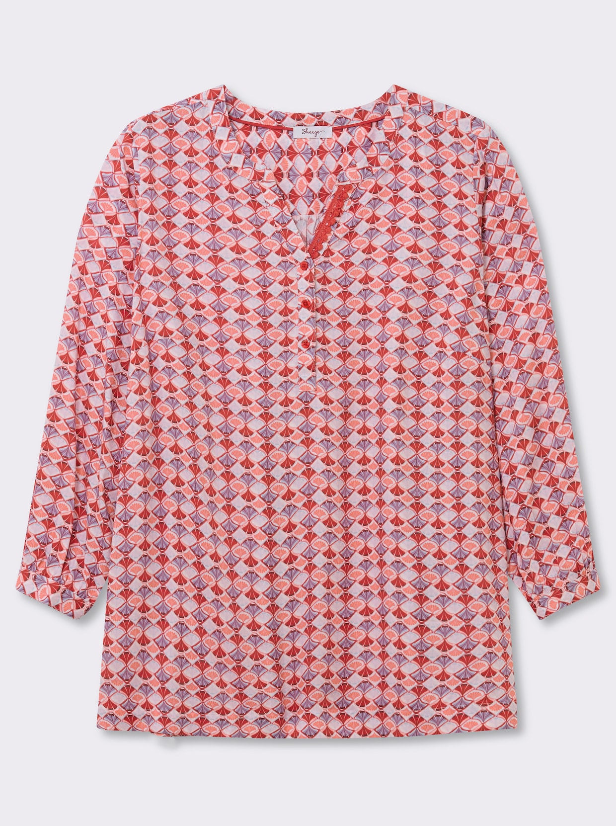 sheego Tuniek met grafische print - wit/aardbei bedrukt