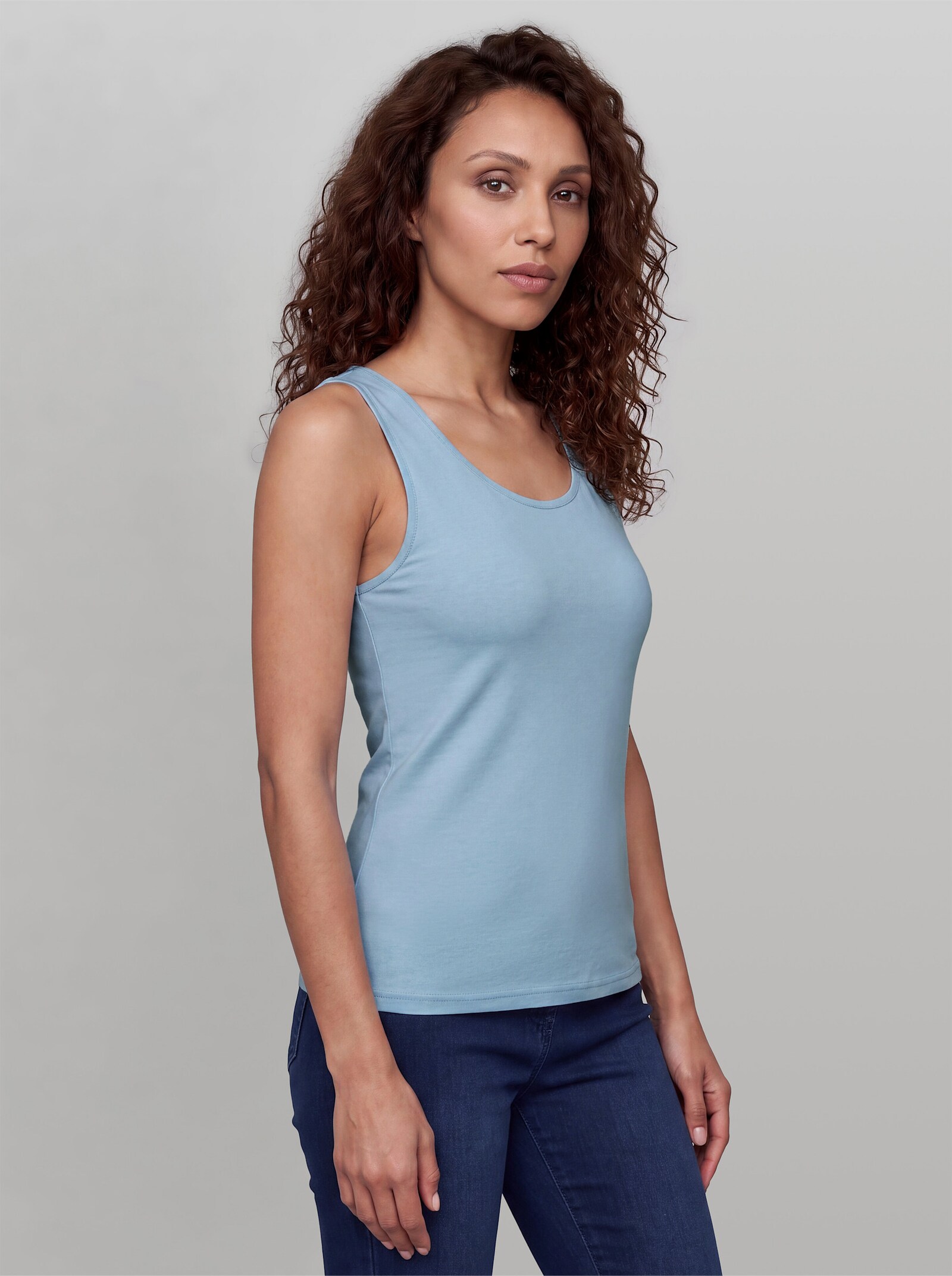 heine Shirttop mit Leinen - hellblau