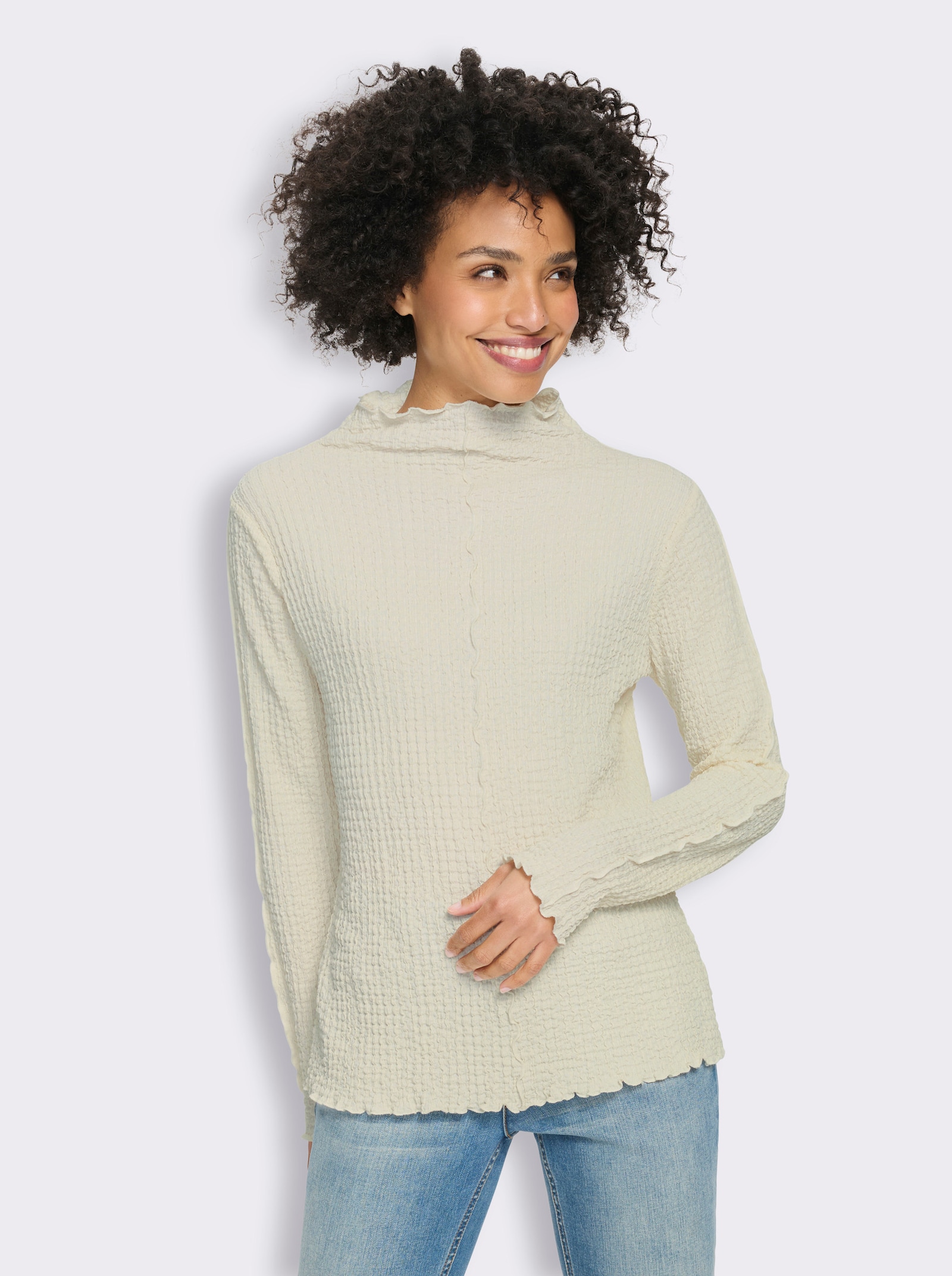 heine Langarmshirt mit Ziernähten - champagner