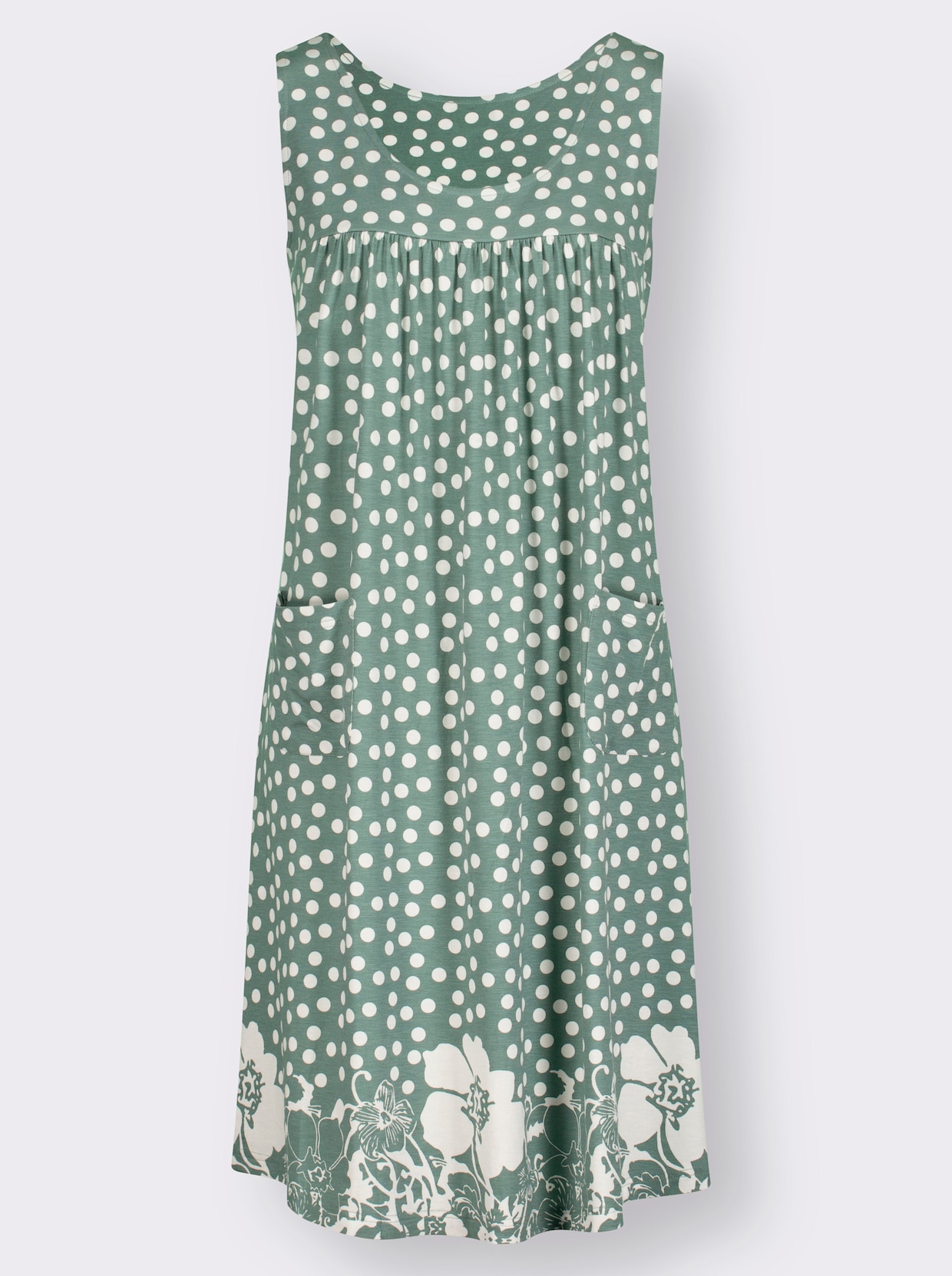 Jerseykleid - jade-weiß-bedruckt