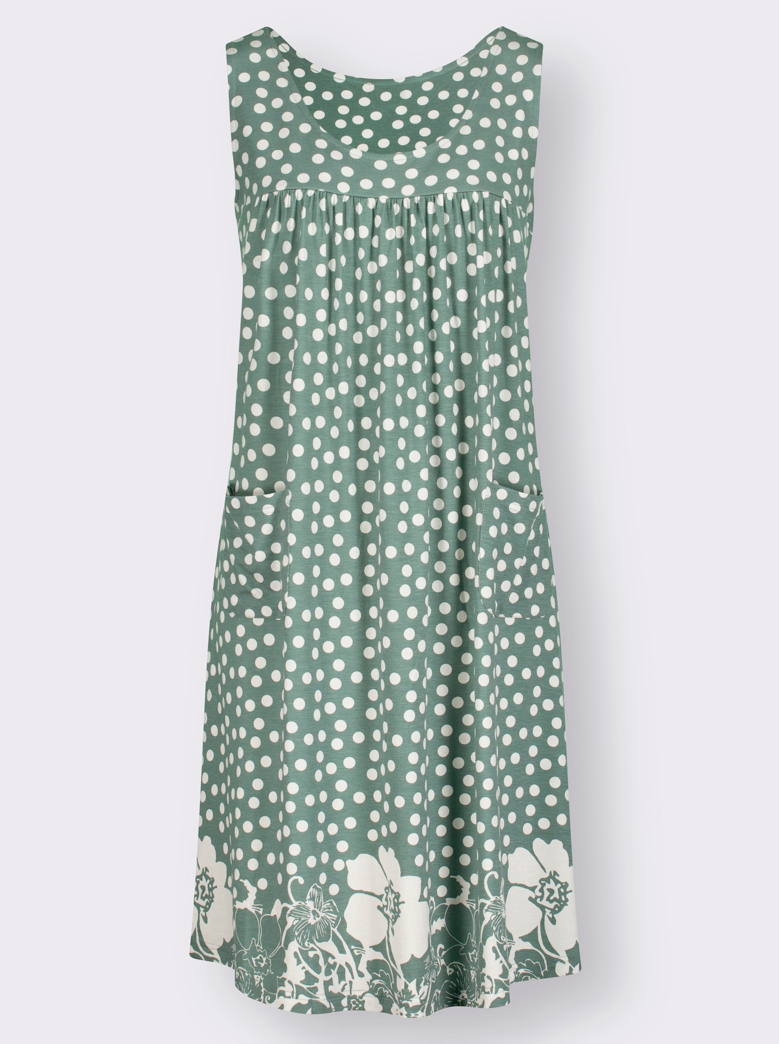 Jerseykleid mit Bordüren-Druck - jade-weiss-bedruckt