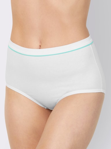 wäschepur Taillenslip mit Doppelzwickel - 5x weiß-mint + 5x weiß-zitrone