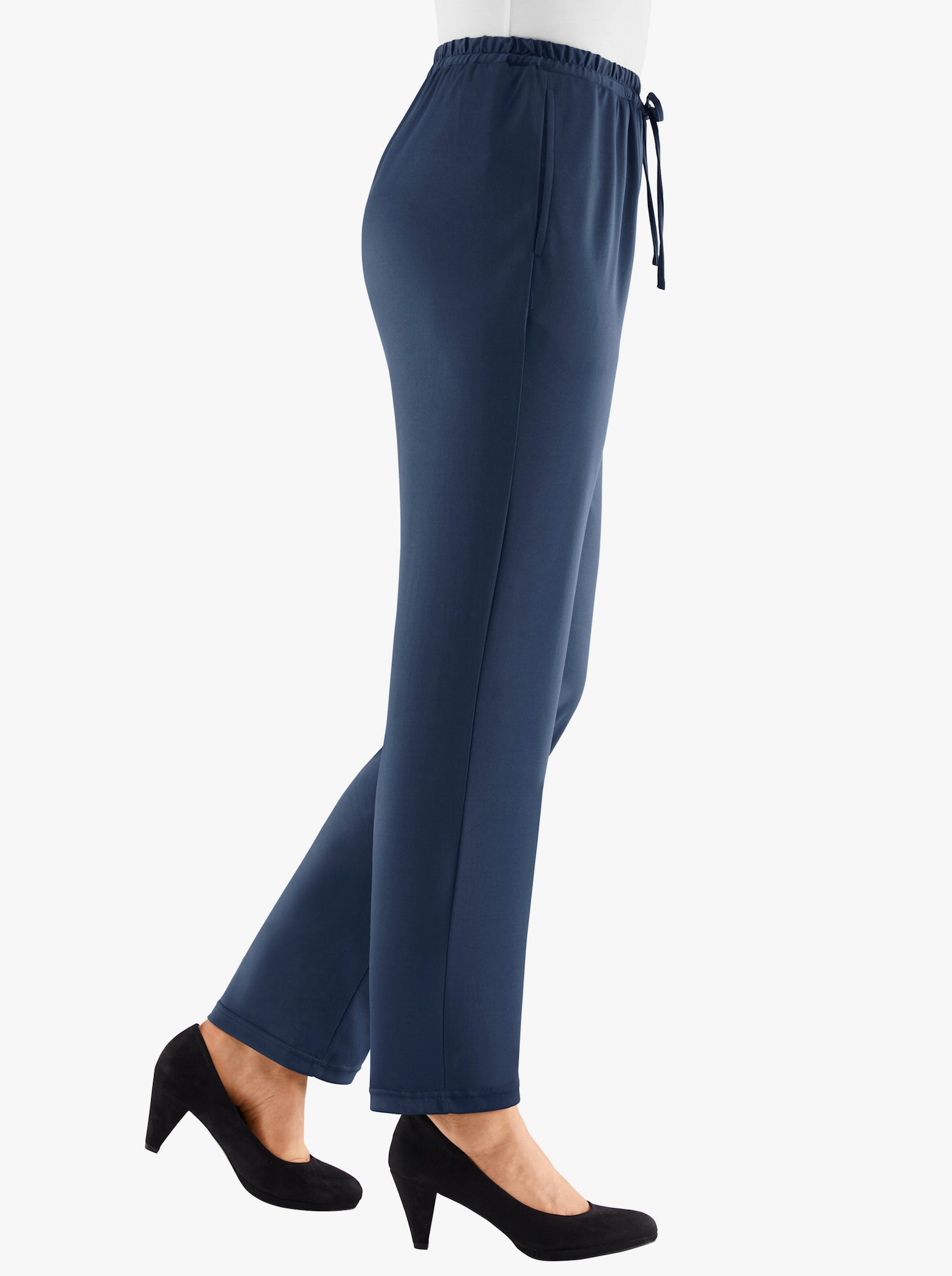 Žerzejové kalhoty s páskem - námořnická modrá