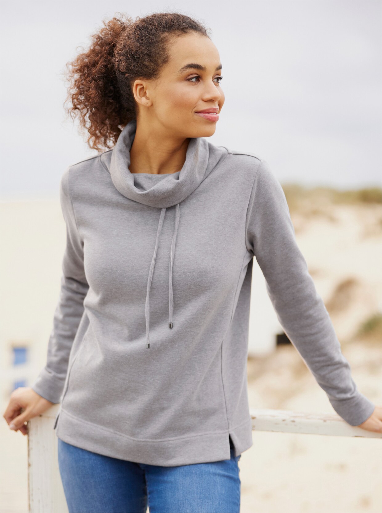 heine Sweatshirt - donkertaupe gemêleerd