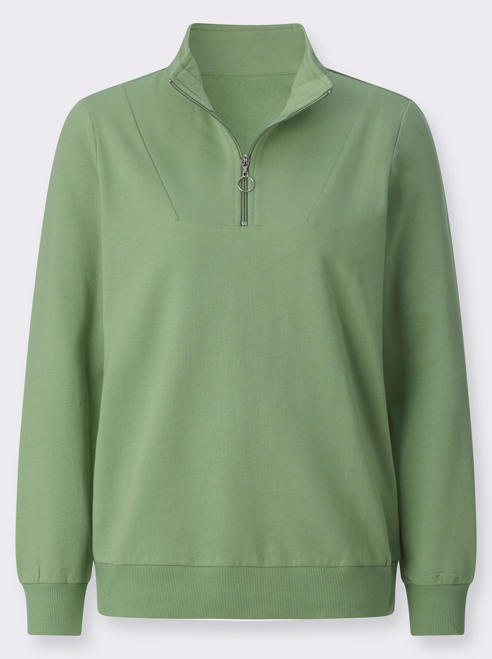 Sweatshirt mit Troyerkragen - eucalyptus