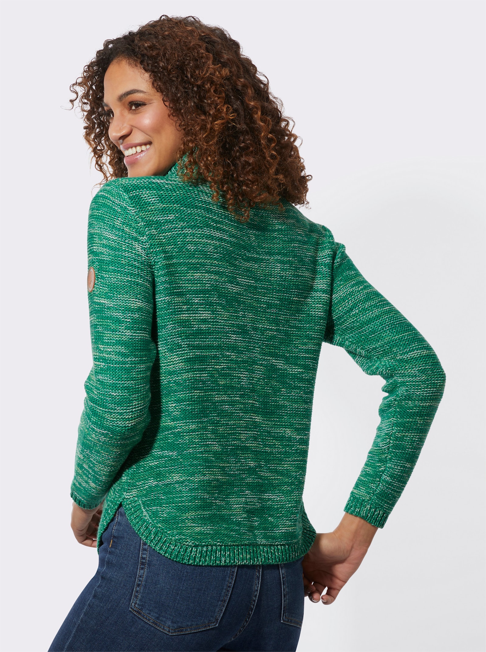 Pullover mit Rollkragen - grün-meliert