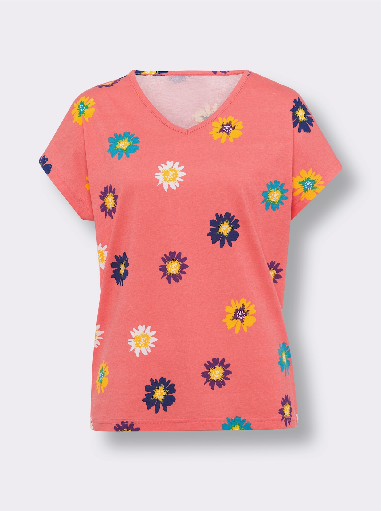 Shirt met korte mouwen - koraal/wit geprint
