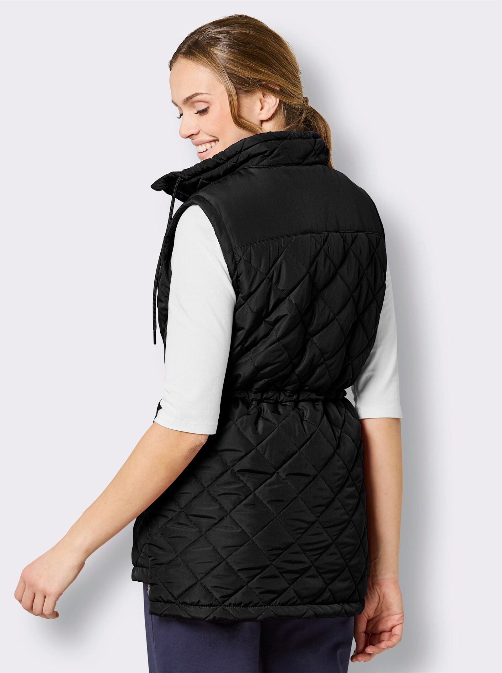 Catamaran Sports Steppweste , weitenverstellbar an Kragen und Taille - schwarz