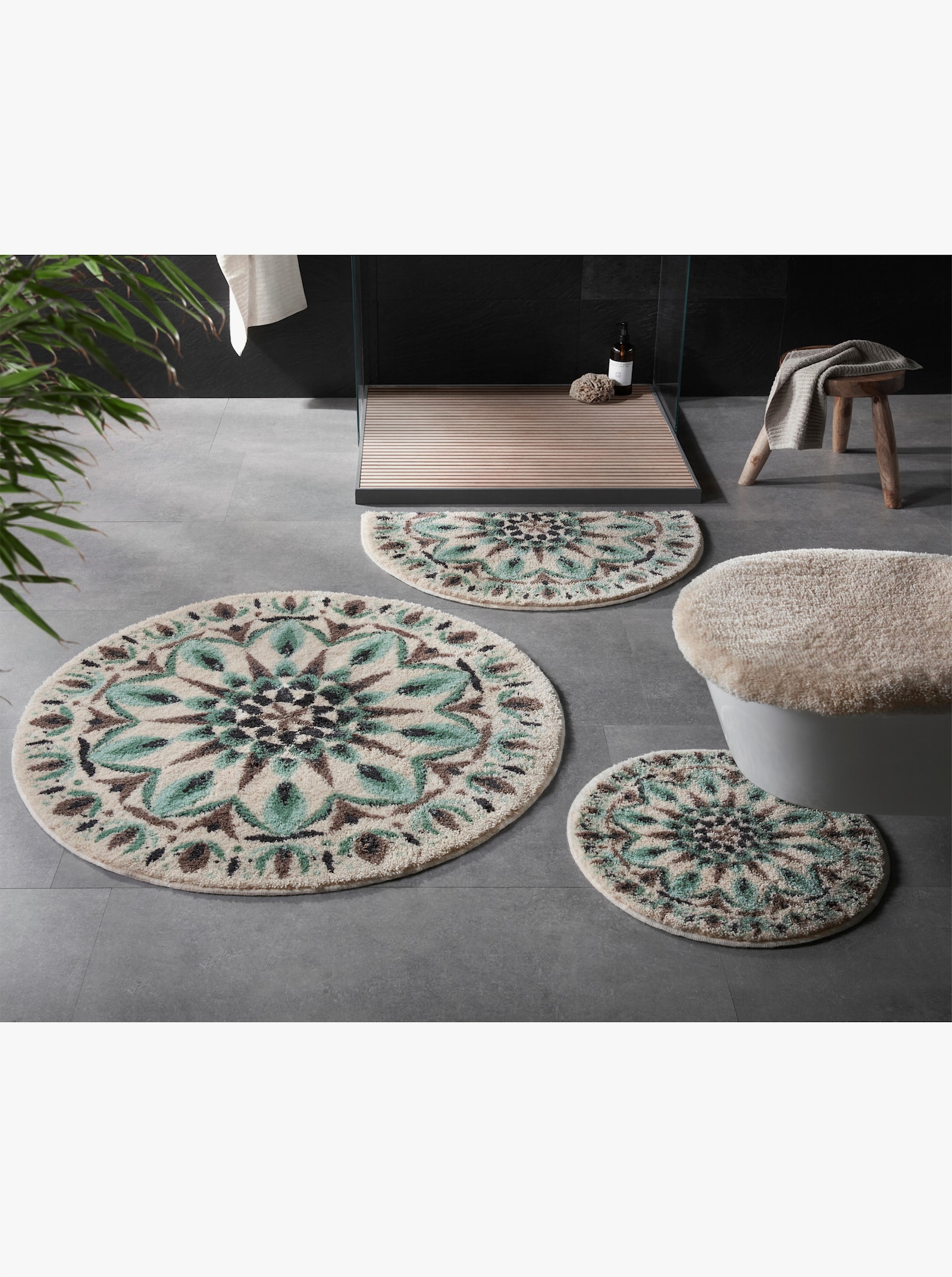 Grund Badematte - natur-gemustert