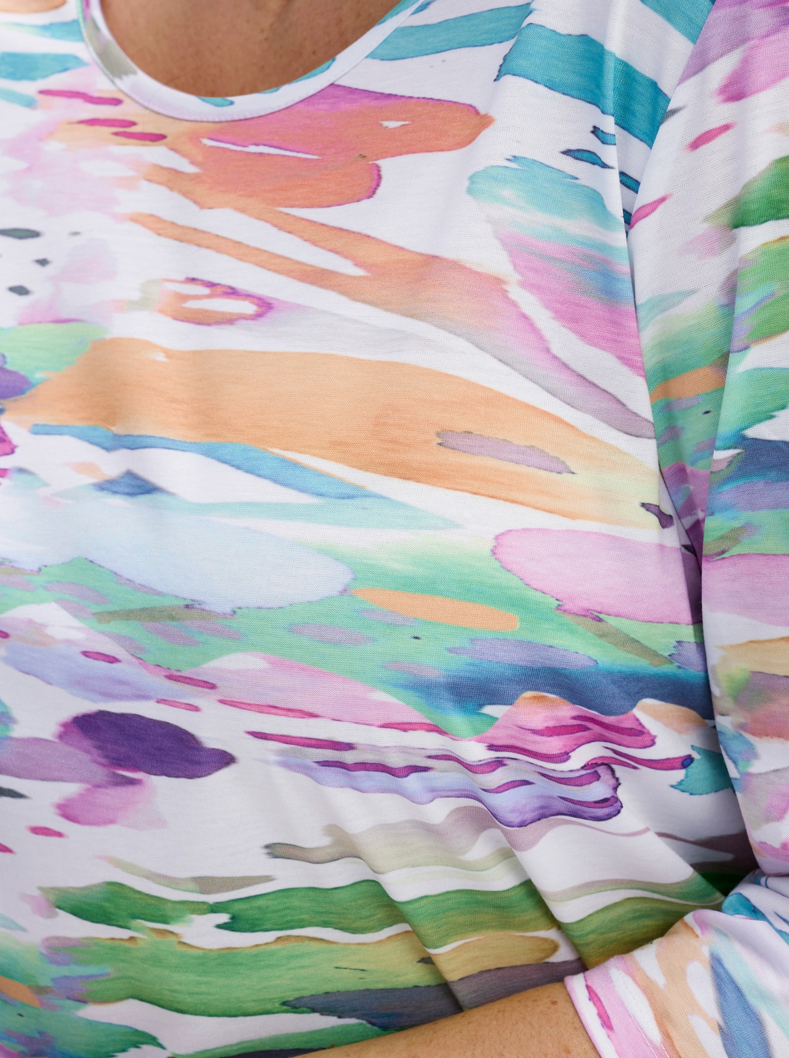 Print-Shirt mit 3/4-Ärmel - weiß-bedruckt