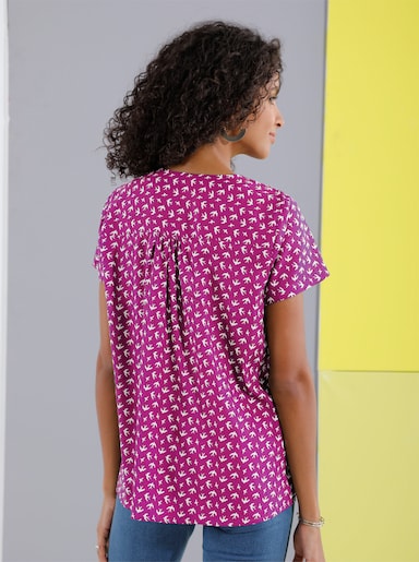 Schlupf-Bluse mit Schwalben-Muster - magenta-bedruckt