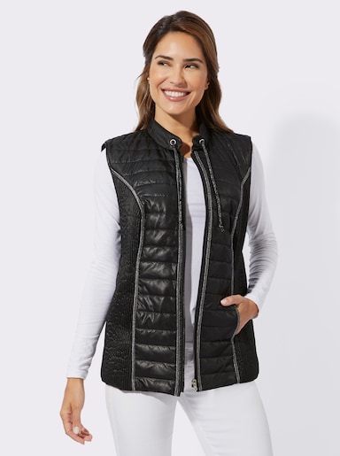 Steppweste mit gesmokter Seitenpartie - schwarz