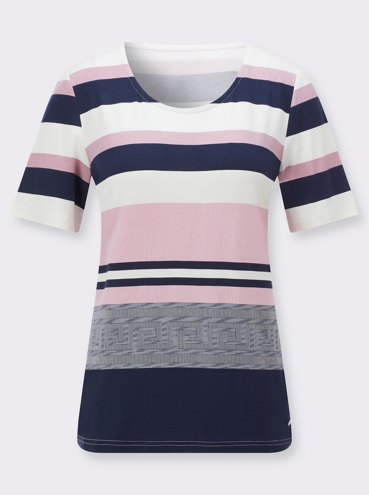 Kurzarmshirt - rosé-marine-bedruckt