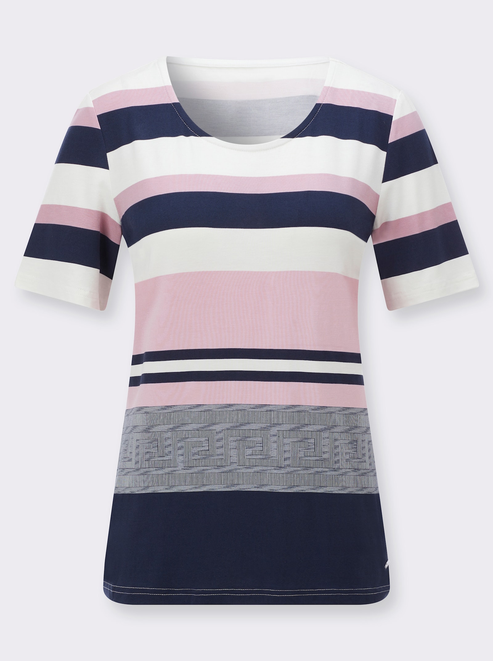 Kurzarmshirt mit hochwertiger Viskose - rosé-marine-bedruckt