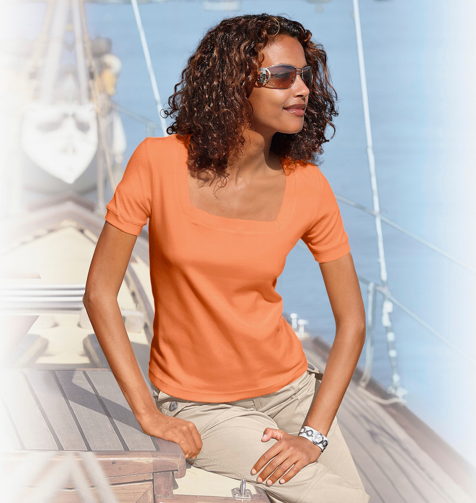 heine Shirt aus Rippenware - orange