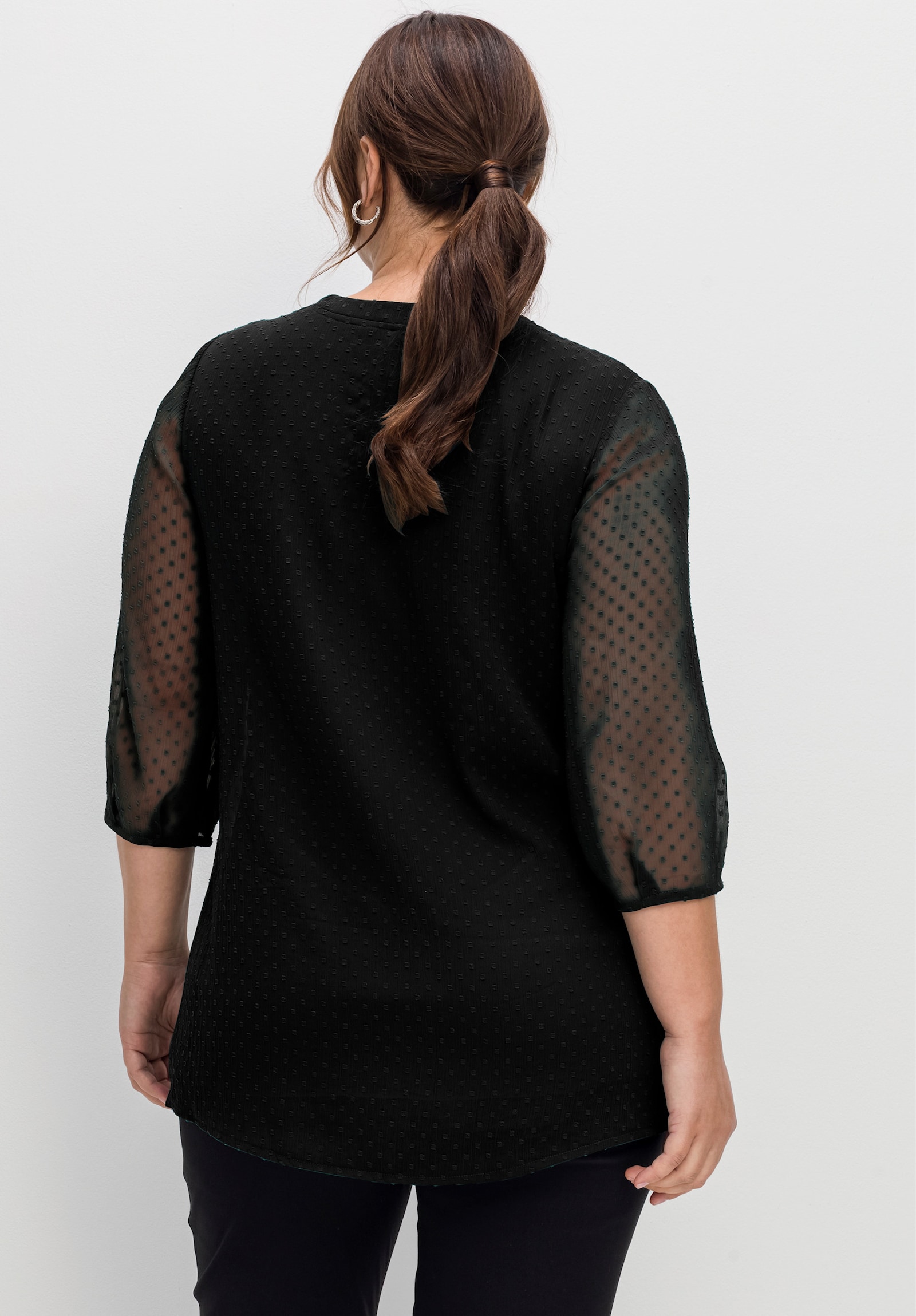 sheego Tunika mit Chiffon-Ärmeln - schwarz