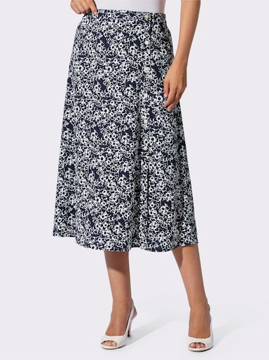 Schlupfrock mit Zierknopfleiste - marine-weiß-bedruckt