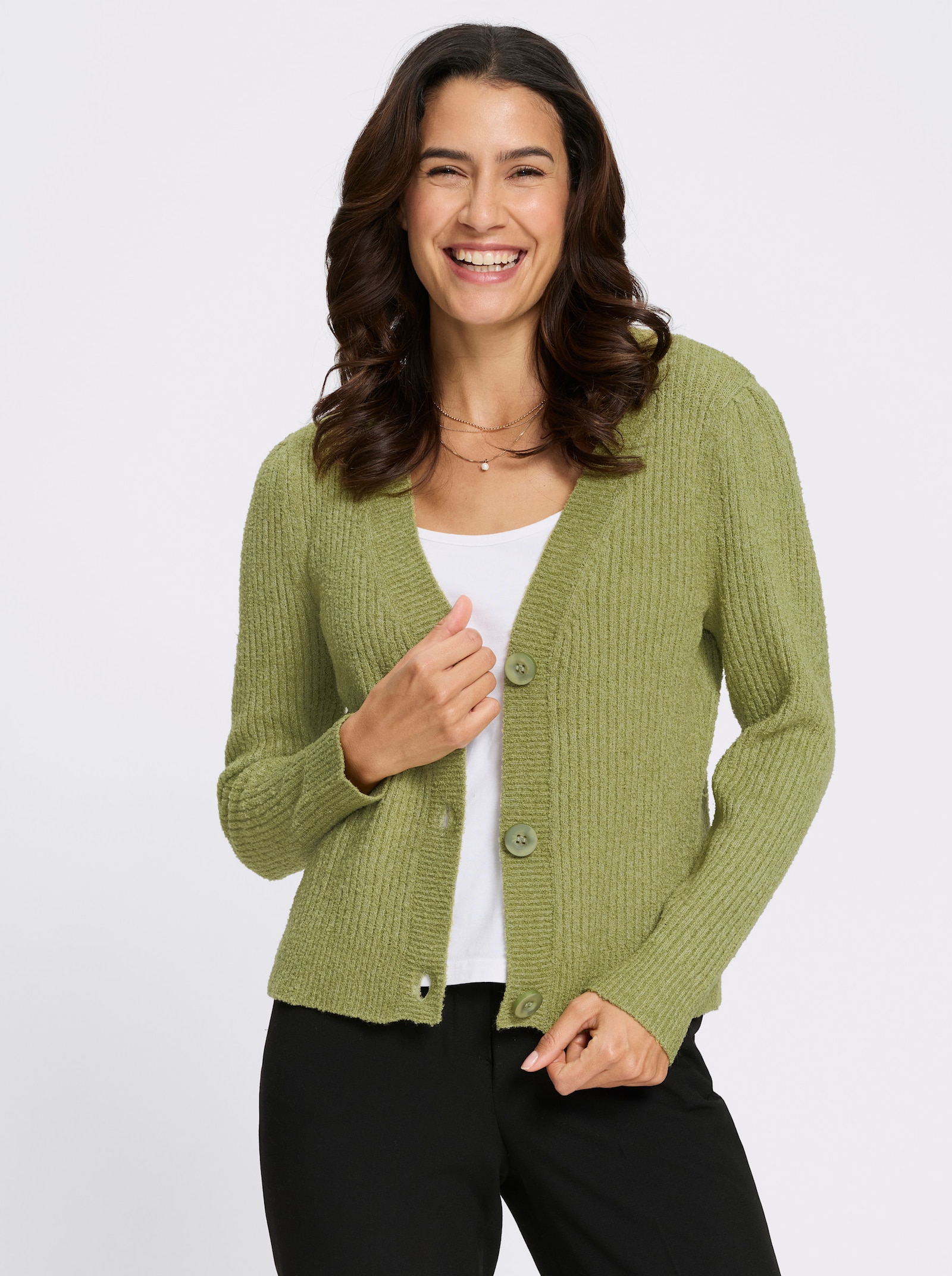 Strickjacke - schilf-meliert