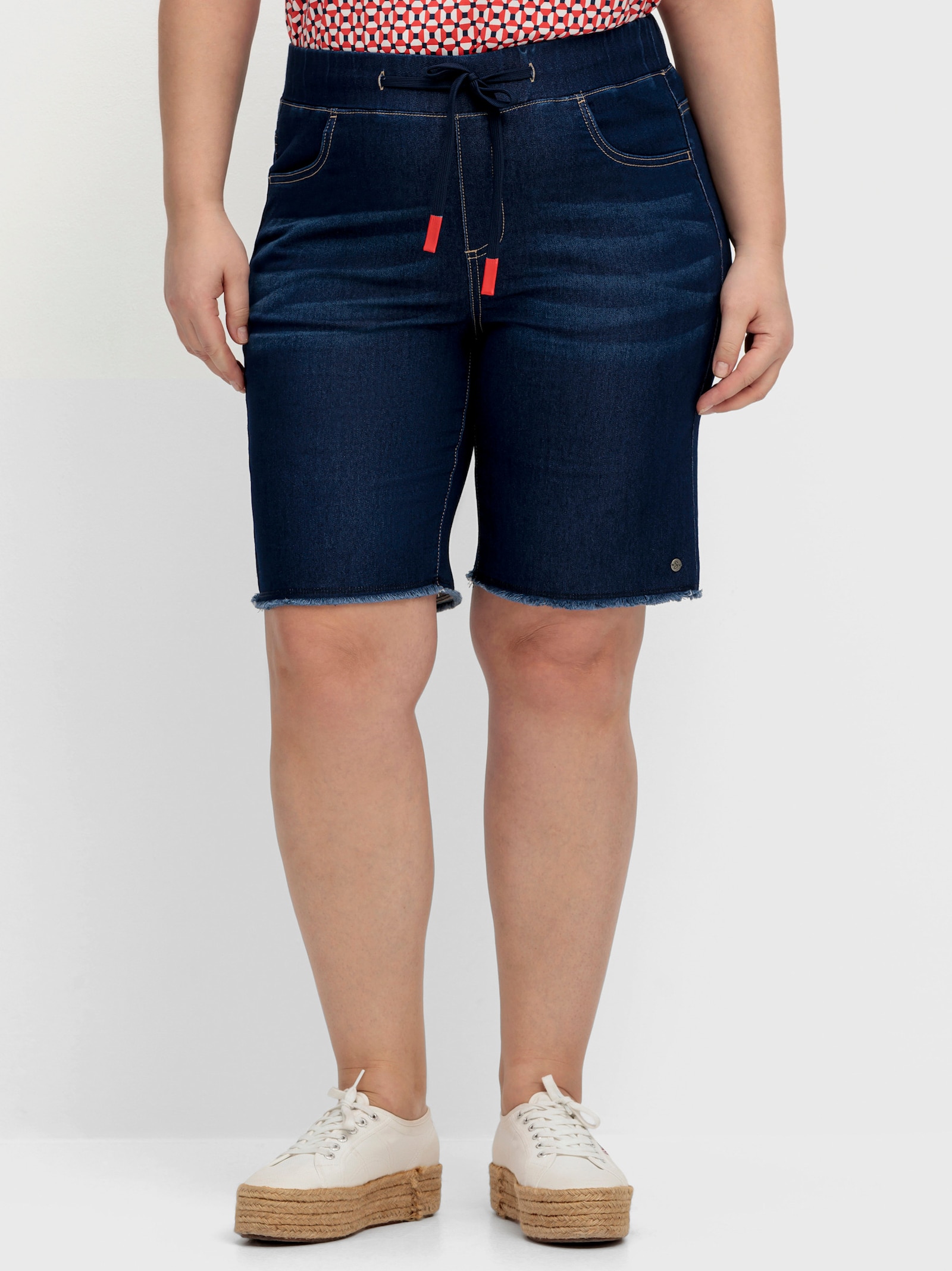 sheego Bermuda met smalle pijpen - dark blue denim