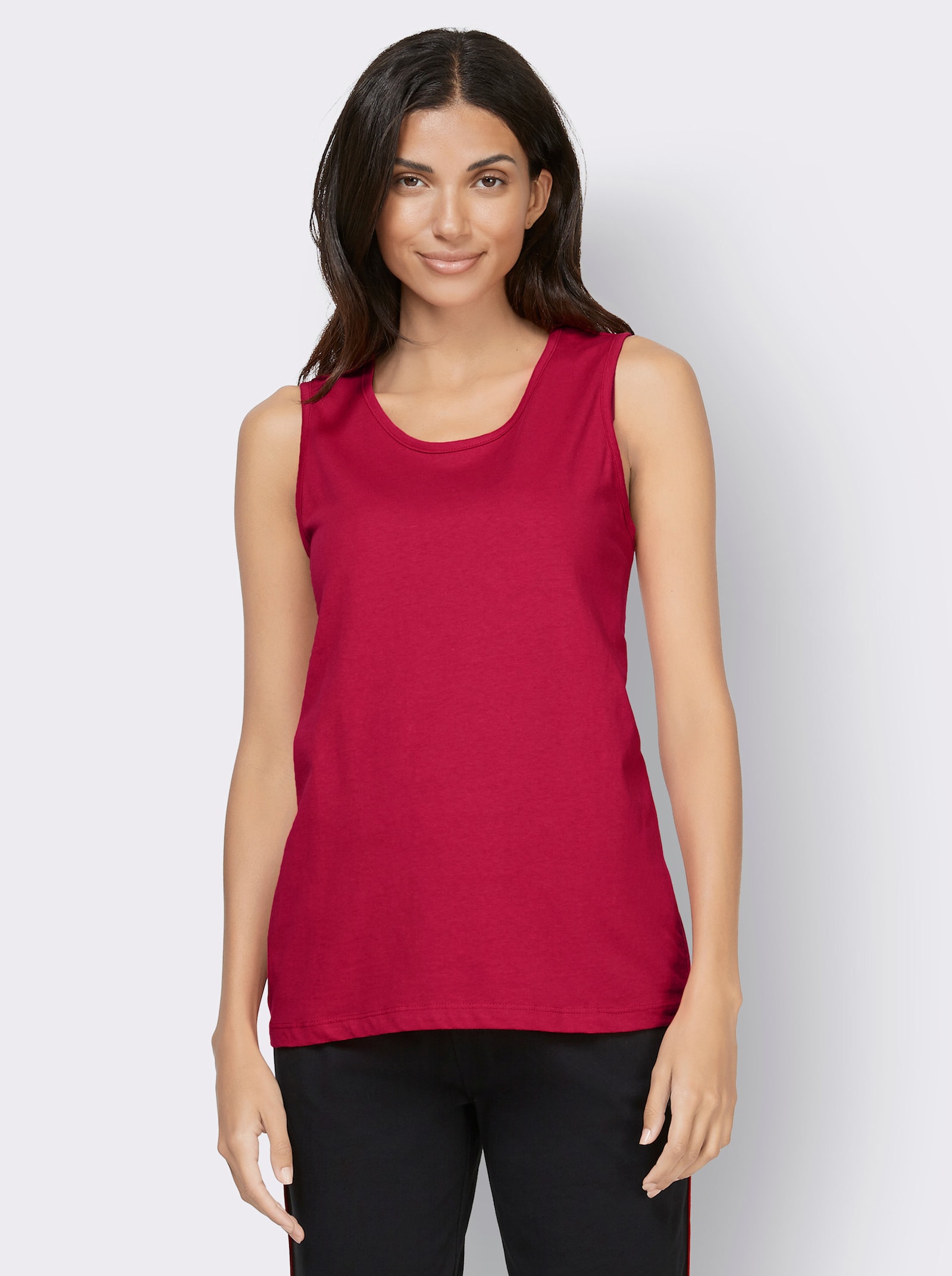 Ramienkový top, okrúhly výstrih - červená