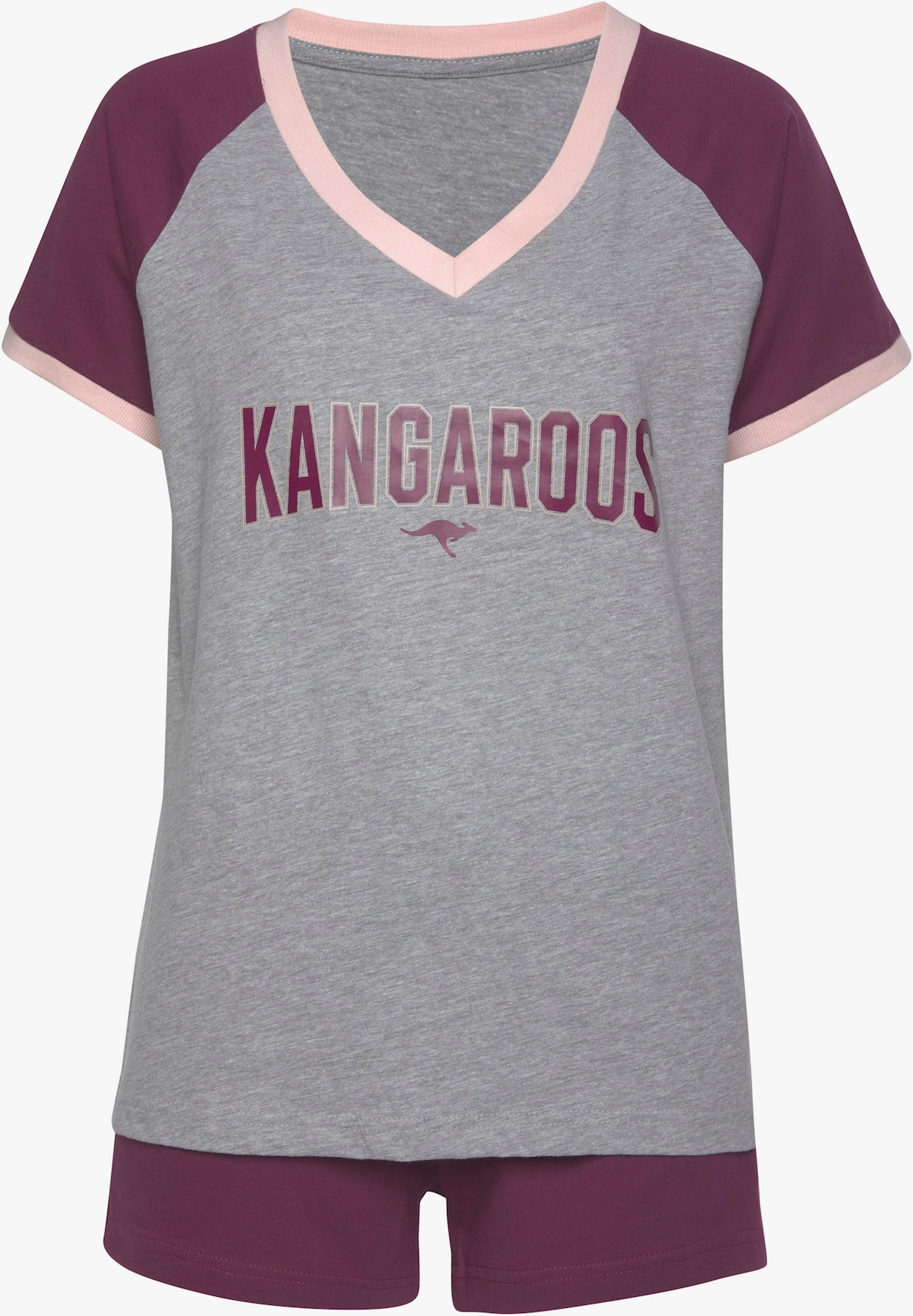 KangaROOS shortama - bordeaux/grijs gemêleerd