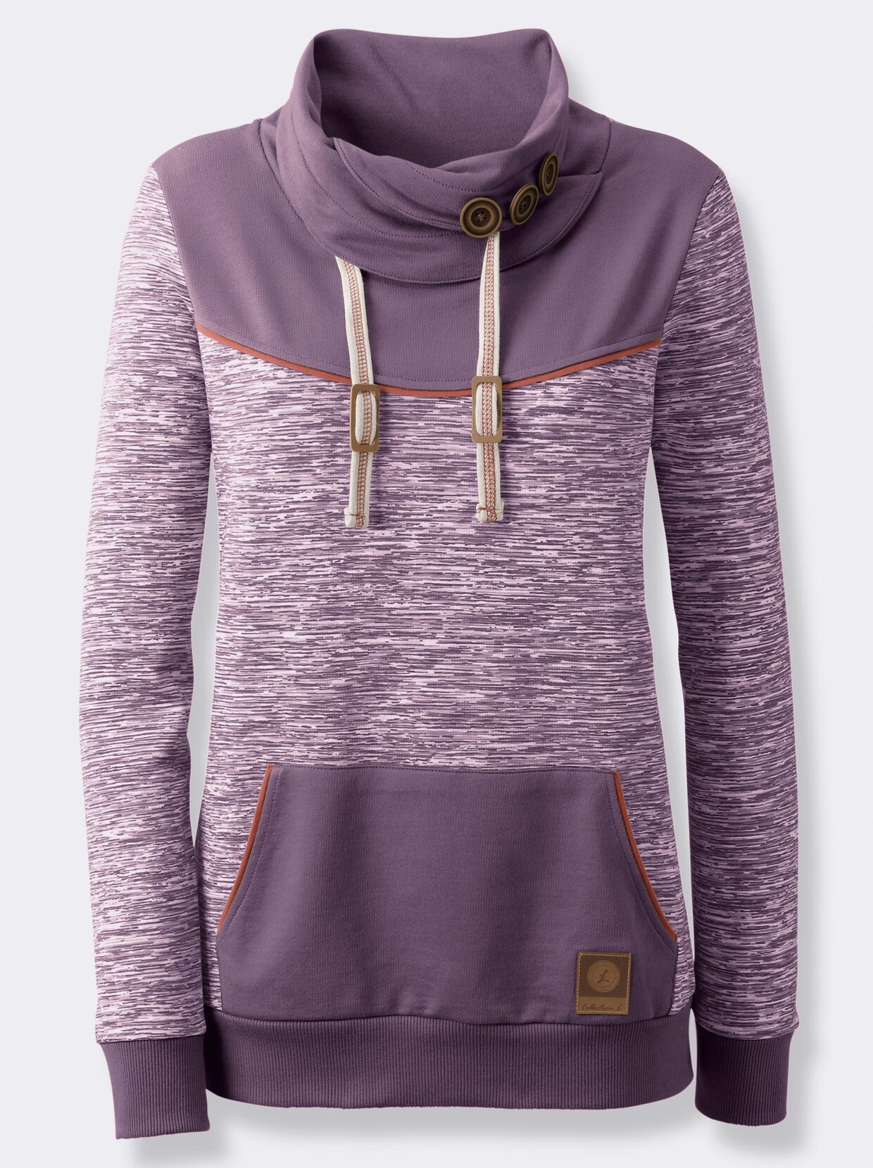 Sweatshirt - feige-weiß-meliert