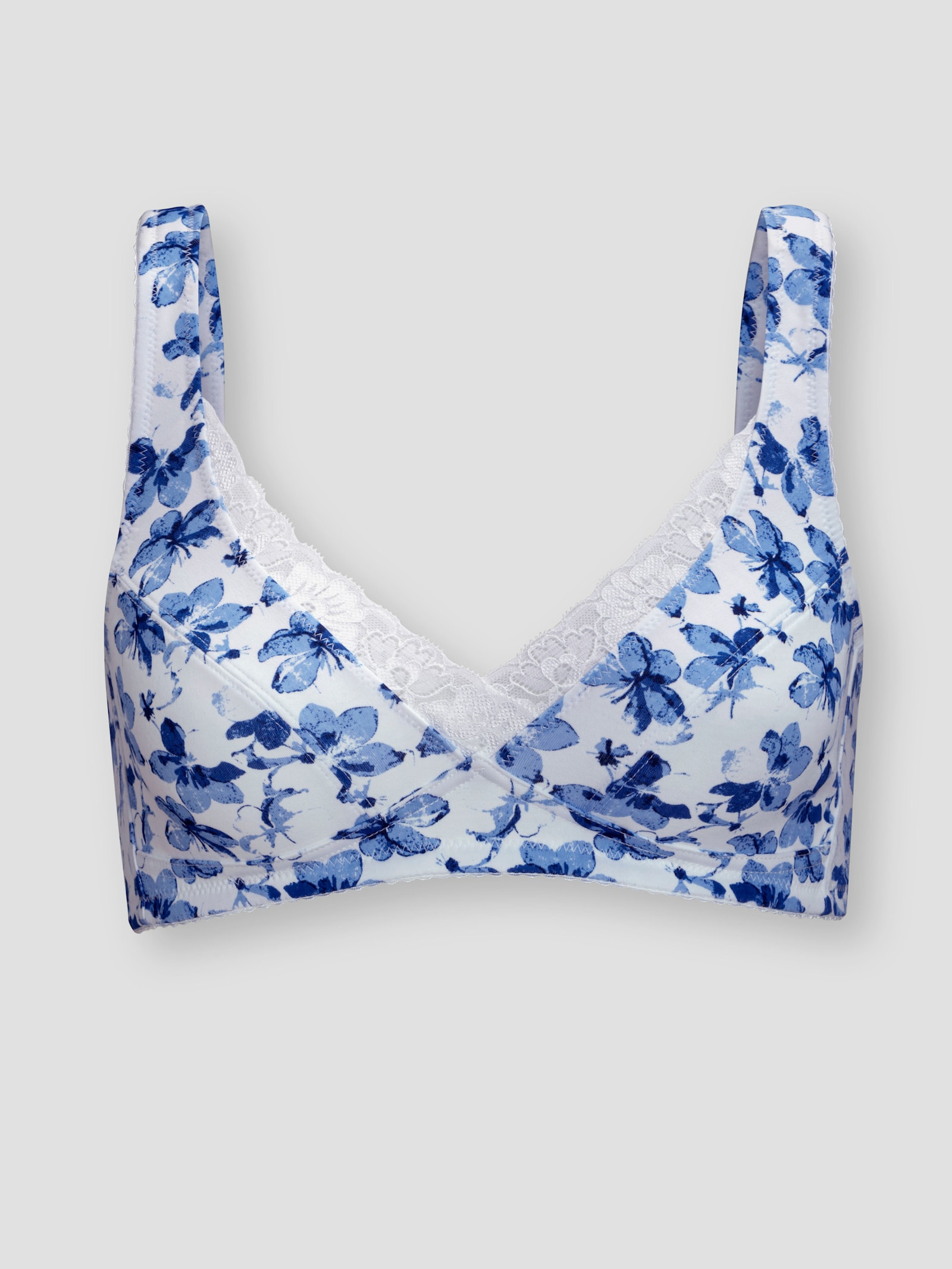 BH ohne Bügel im Doppelpack - weiß-marine-bedruckt + marine