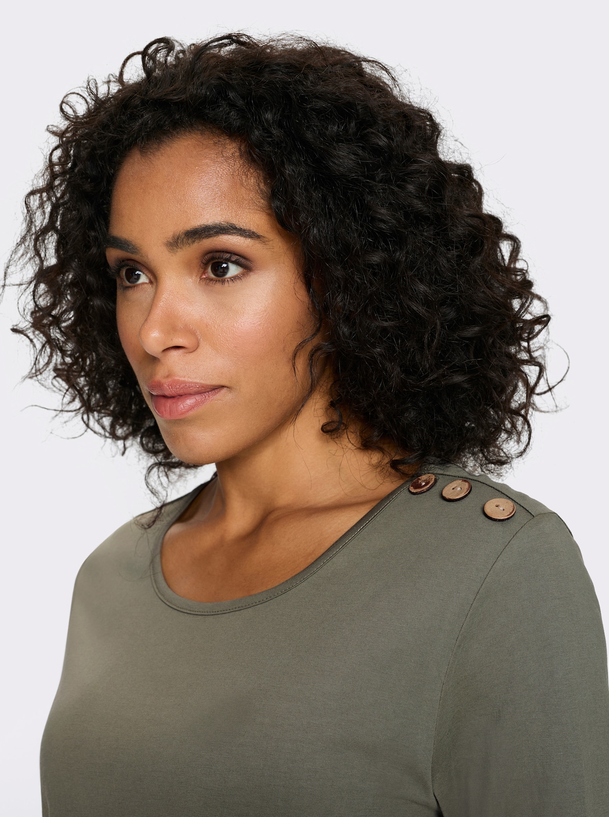 Longshirt mit Zierknöpfen - khaki