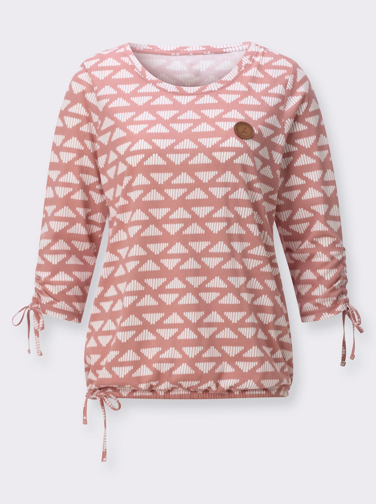 Rundhalsshirt - rosenholz-ecru-bedruckt