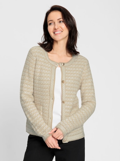 Strickjacke in zweifarbiger Optik - ecru