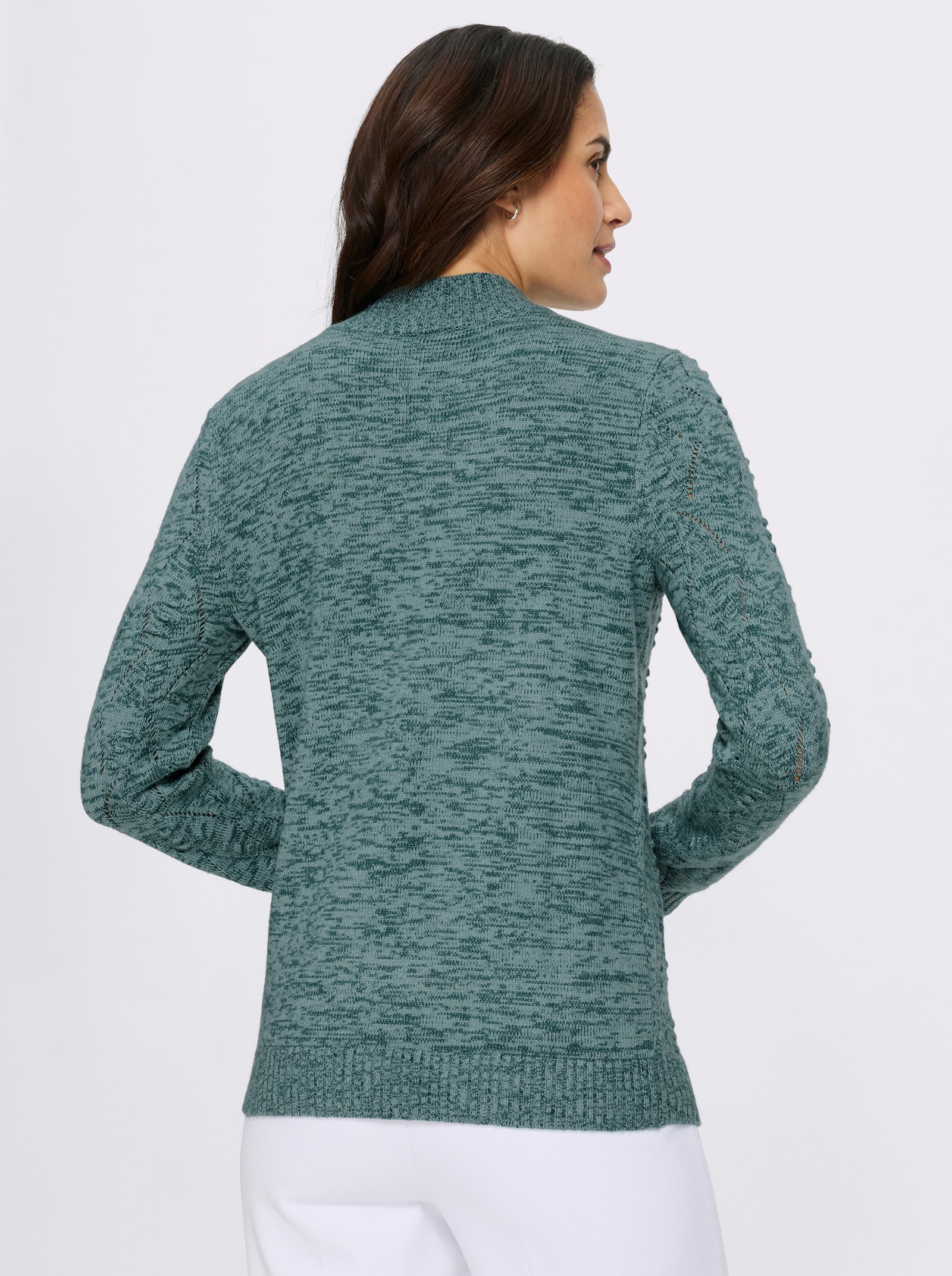 Stehkragenpullover - jade-petrol-meliert