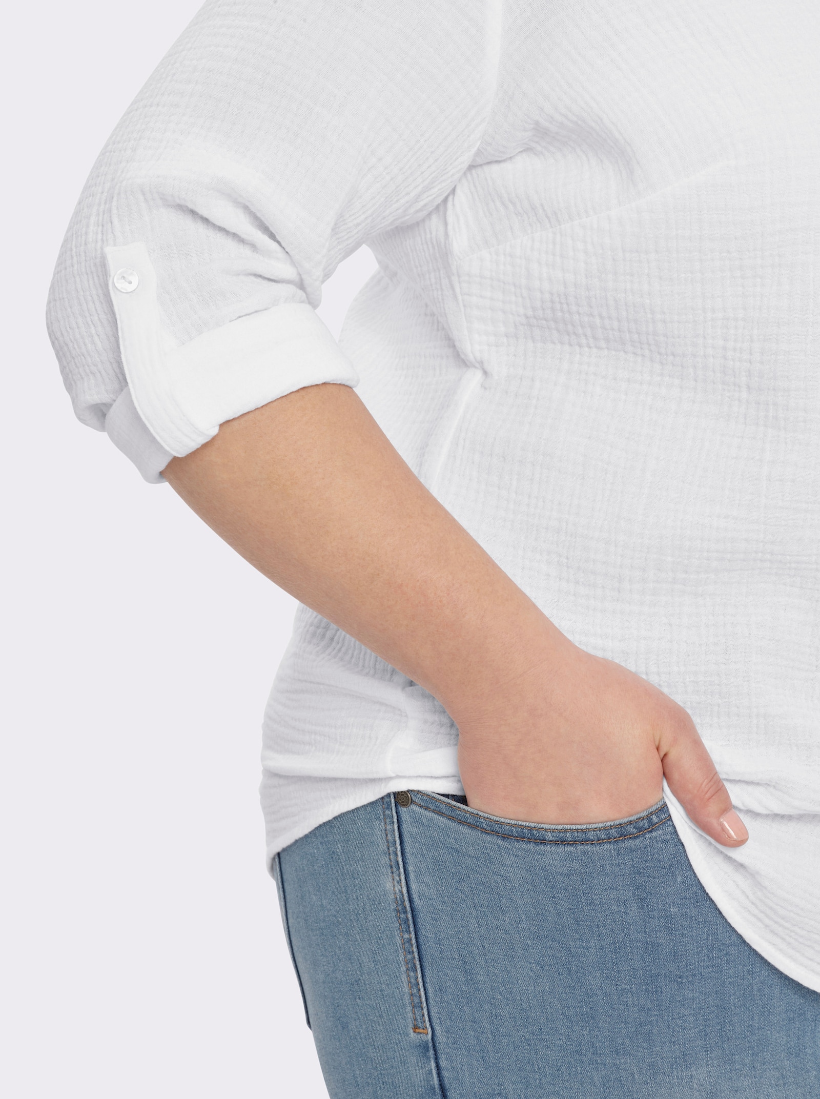 Hemdbluse mit Reverskragen - weiß