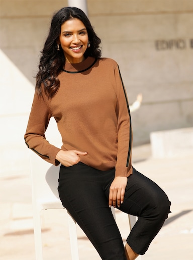 Stehkragenpullover - cognac