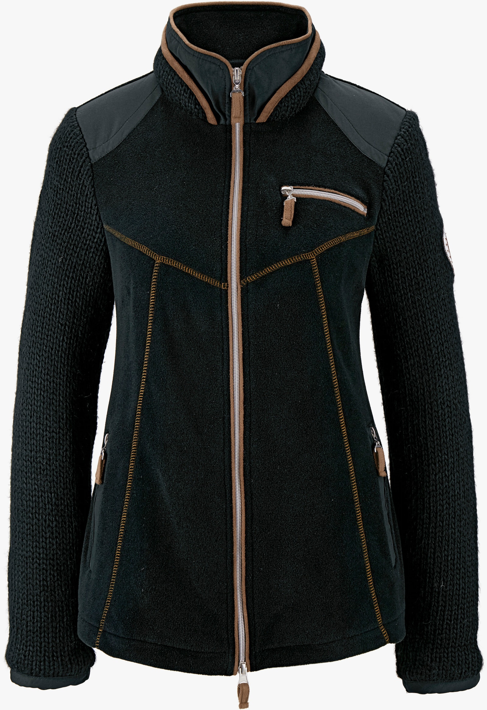 heine Veste polaire avec manches tricotées - noir