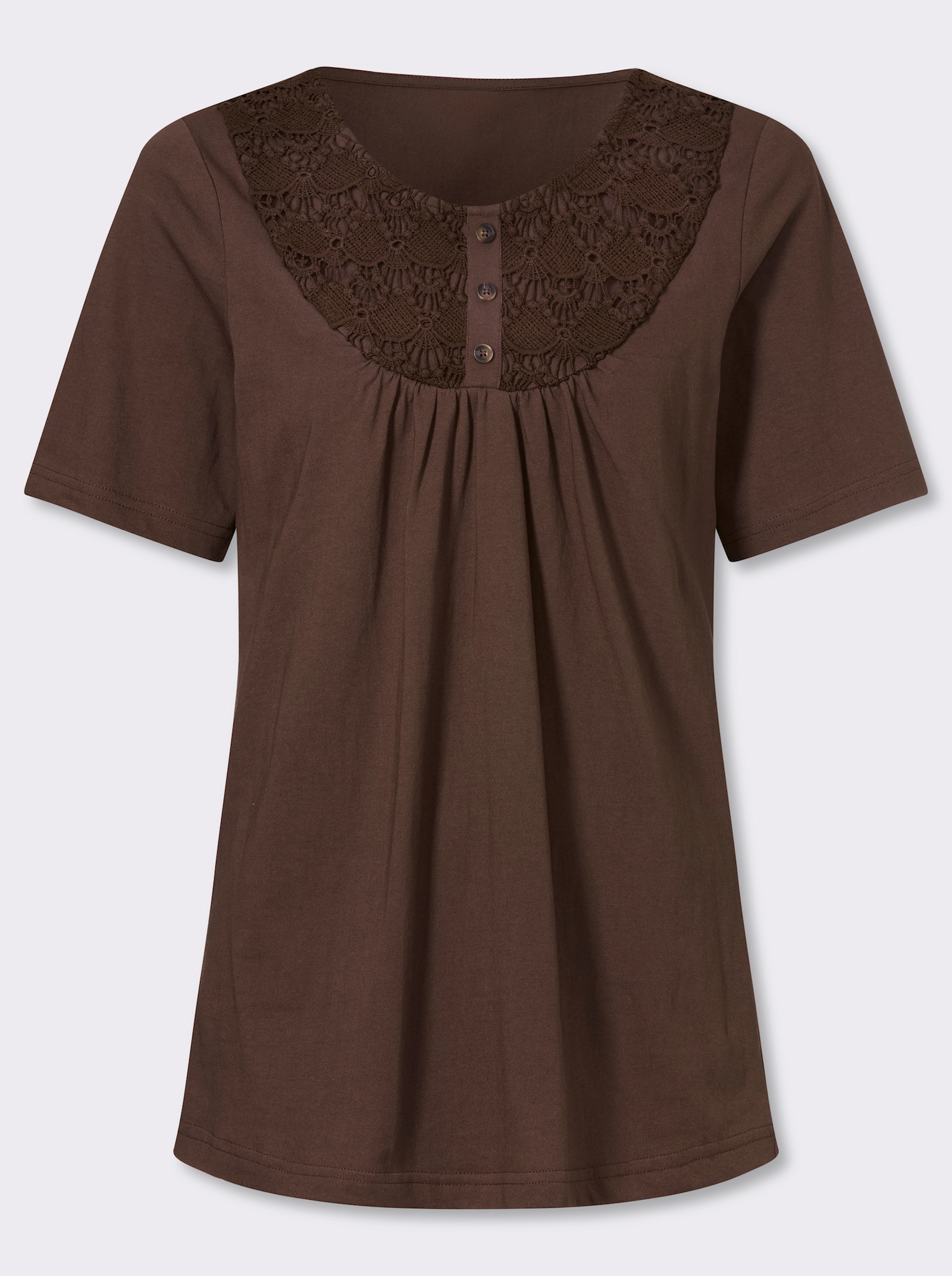Kurzarmshirt in A-Form - schoko