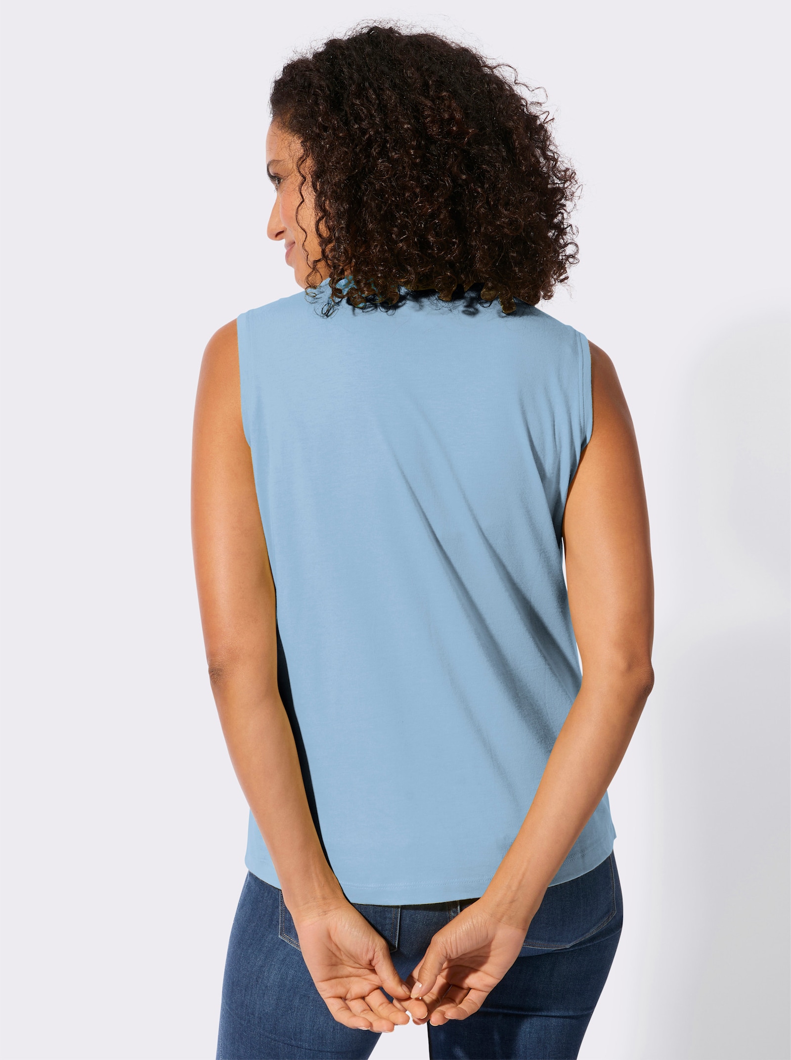 Shirttop mit Biesenverzierung - eisblau