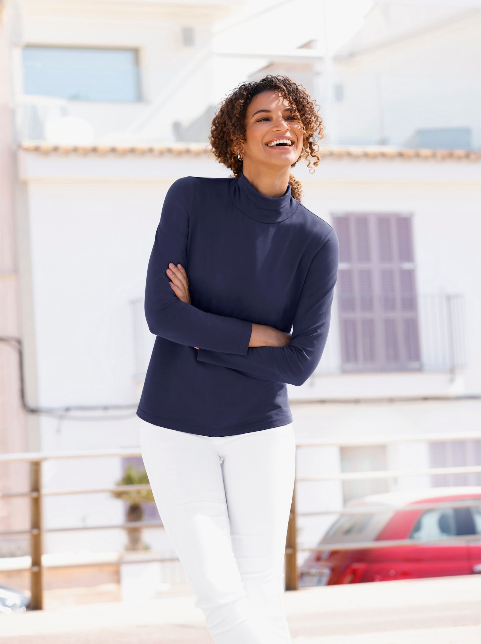 Rollkragenshirt mit zertifizierter Baumwolle - marine