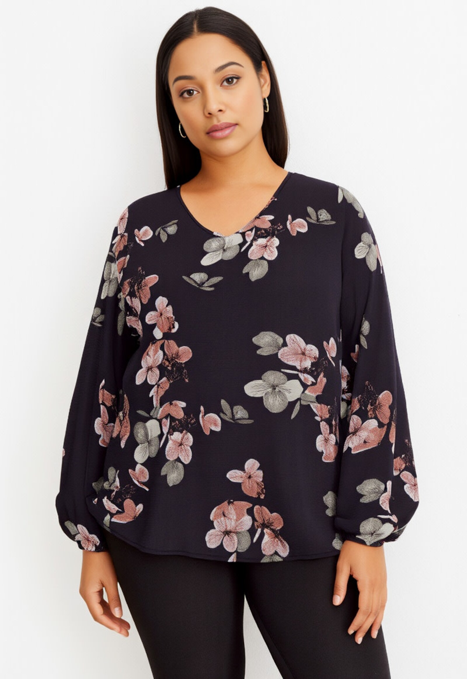ONLY CARMAKOMA Blusenshirt - black aop:noos autumn blooming