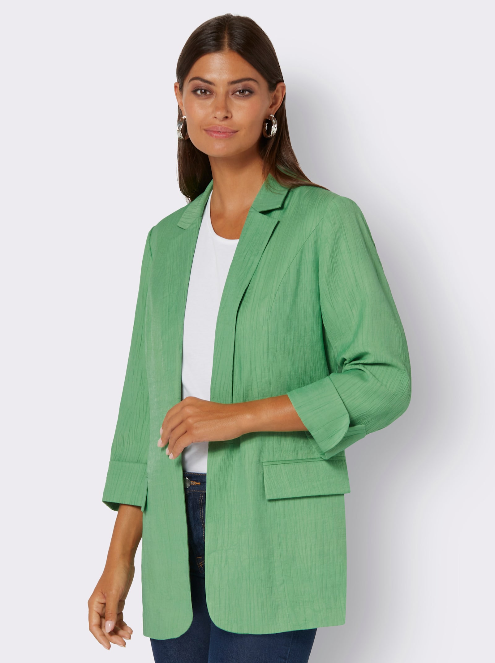 Blazer in langer, verschlussloser Form - apfel