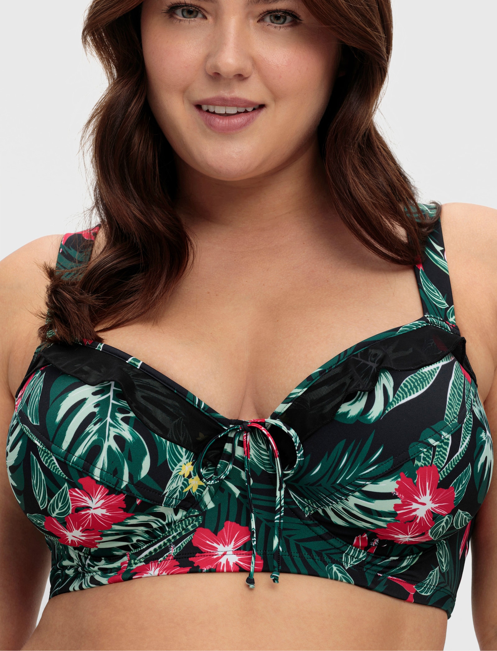 sheego Bikinitop met bloemenprint - zwart bedrukt