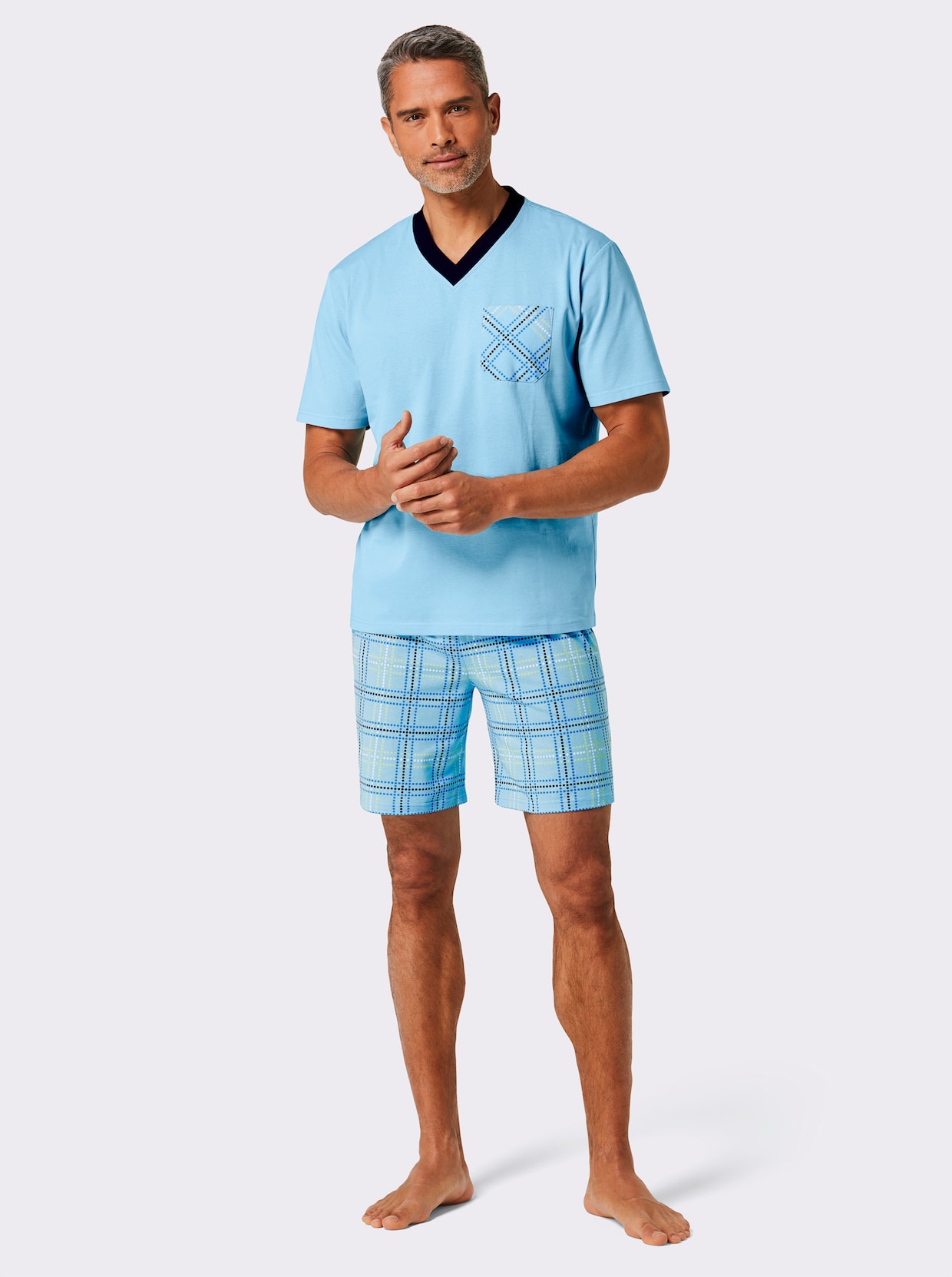 wäschepur men Shorty's - aqua bedrukt + aqua